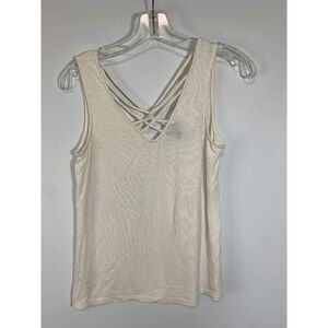 Rue 21 Women's Tank Top Sleeveless Crisscross Back Soft Knit White
